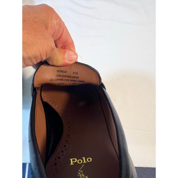 Polo Ralph Lauren Reynold Black Leather Loafers Men’s Slip On Driving Shoes - Picture 6 of 6